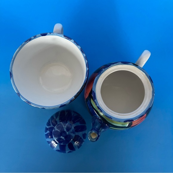 Vintage Hand Painted CERAMIC TEAPOT & CAP Made in Italy - Picture 5 of 12